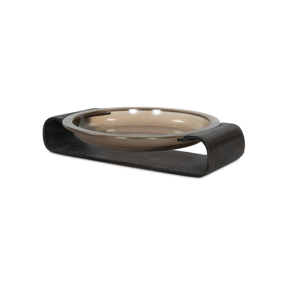 Runa Bowl - Smoked Brown Cast Glass