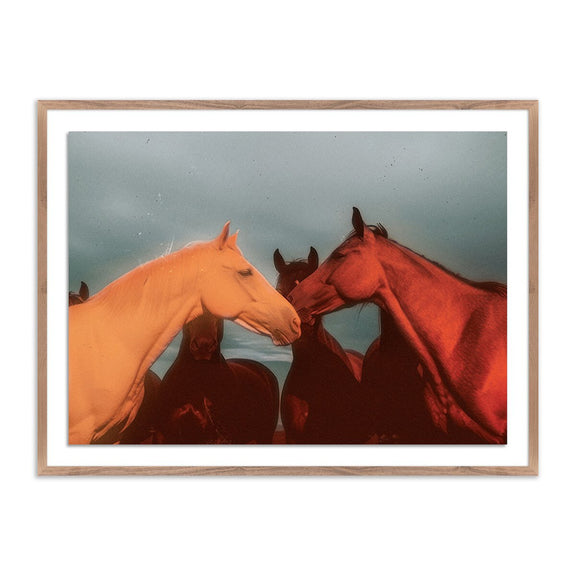 Sunset Horses by Coup d'Esprit - Rustic Walnut