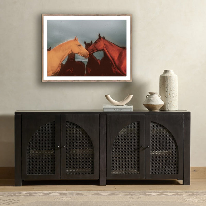 Sunset Horses by Coup d'Esprit - Rustic Walnut