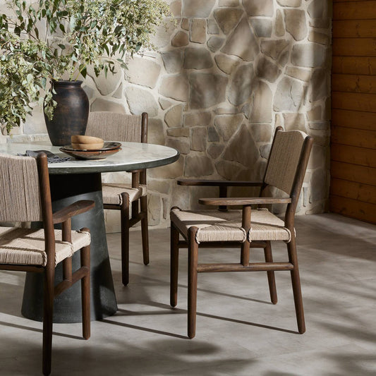 Herrin Outdoor Dining Armchair - Stained Saddle Brown