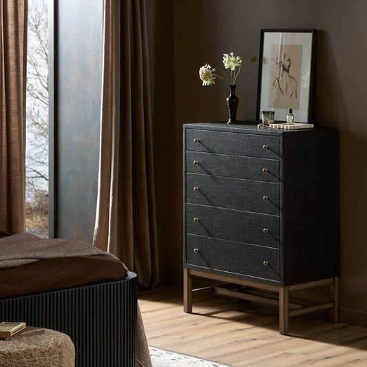 Fiona Tall Dresser - Black Raffia