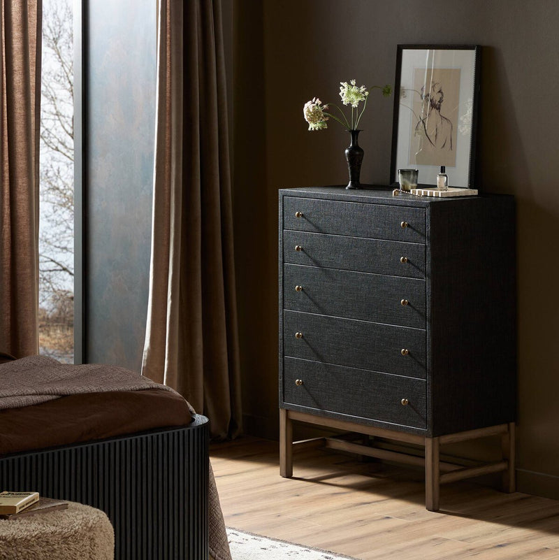 Fiona Tall Dresser - Black Raffia