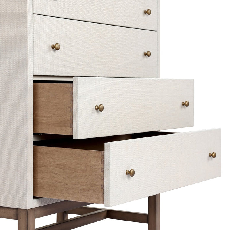 Fiona Tall Dresser - Ivory Painted Raffia