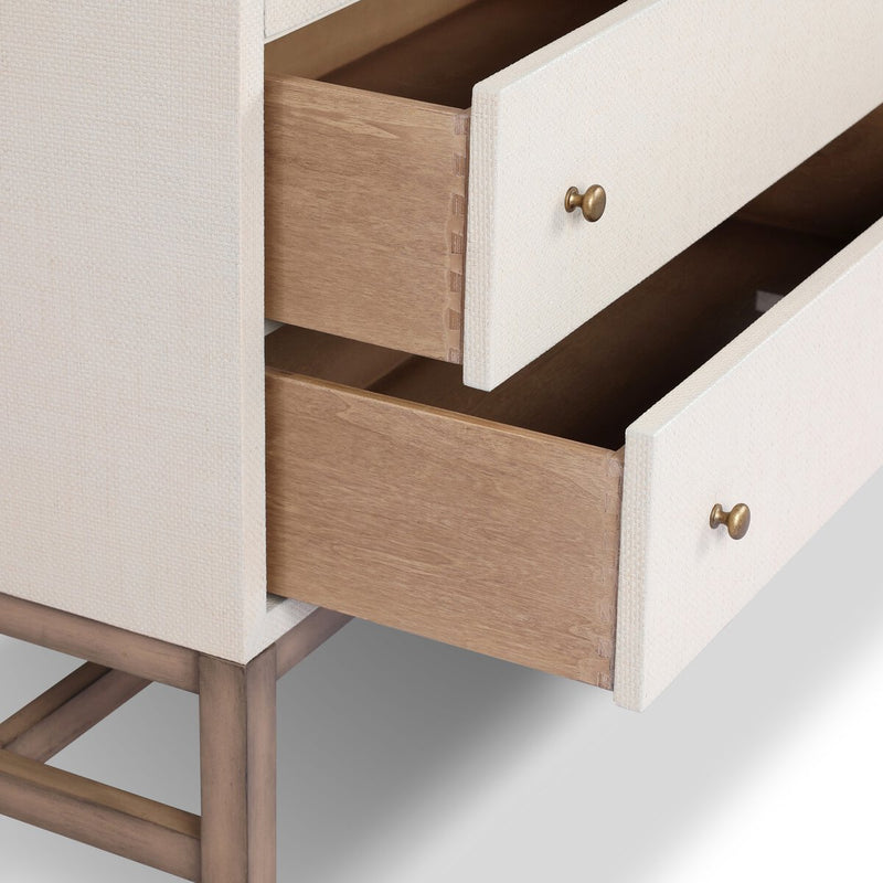 Fiona Tall Dresser - Ivory Painted Raffia