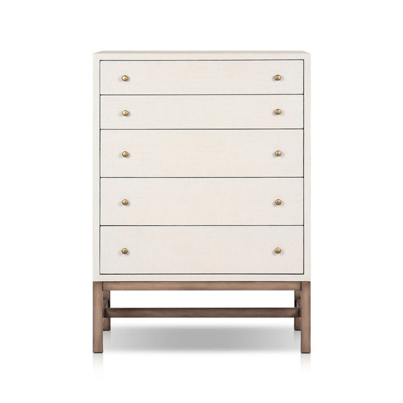 Fiona Tall Dresser - Ivory Painted Raffia