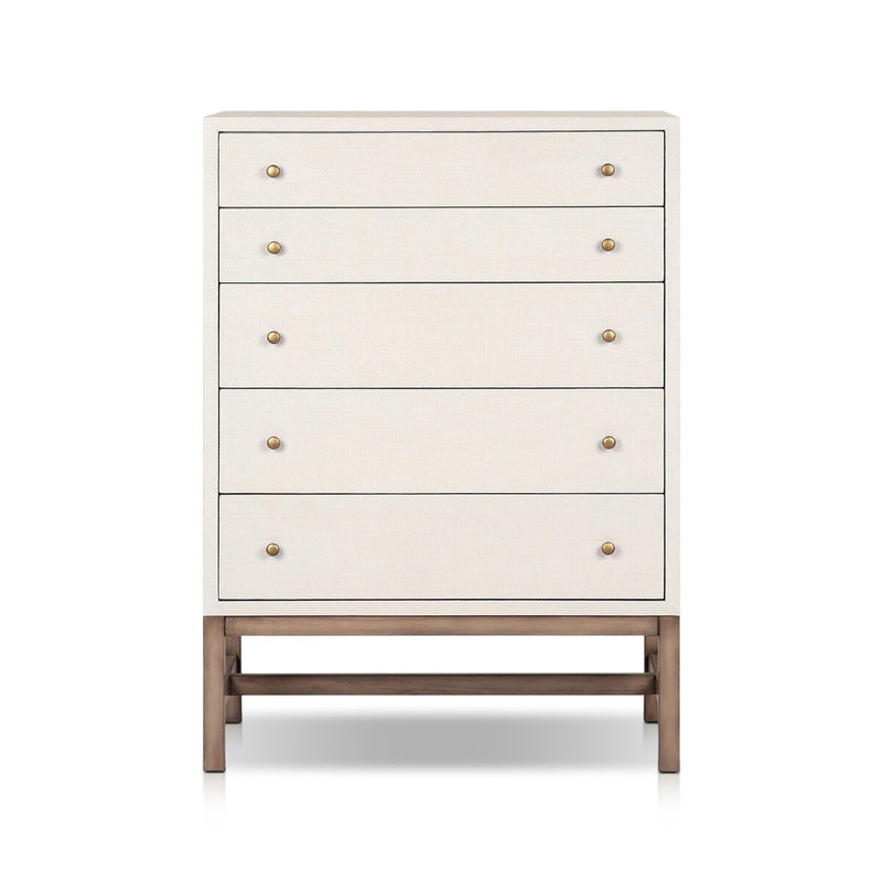 Fiona Tall Dresser - Ivory Painted Raffia