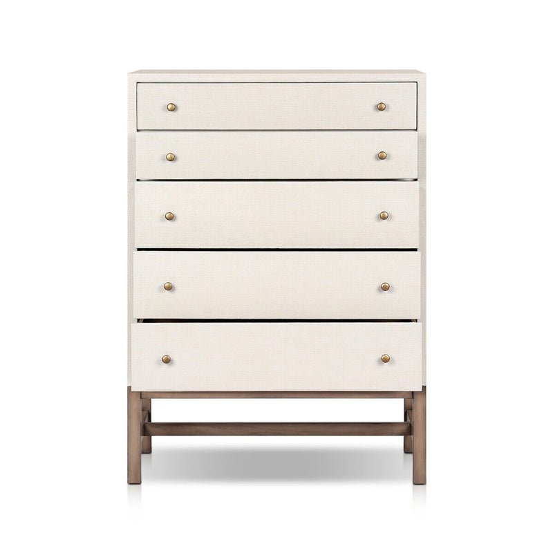 Fiona Tall Dresser - Ivory Painted Raffia