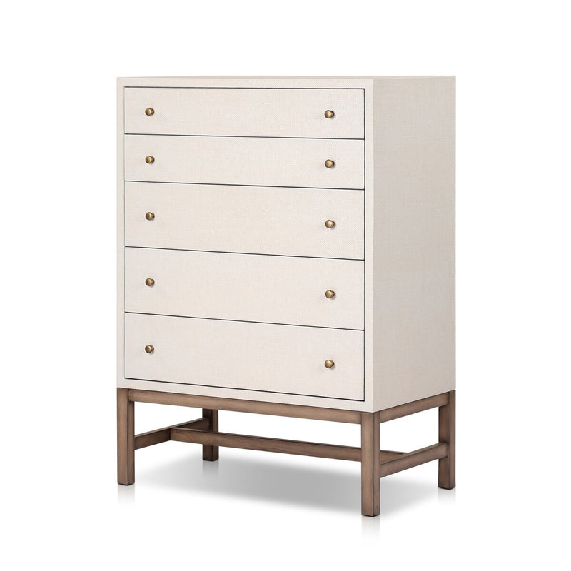 Fiona Tall Dresser - Ivory Painted Raffia