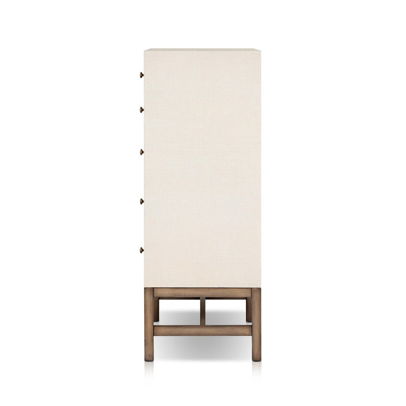 Fiona Tall Dresser - Ivory Painted Raffia
