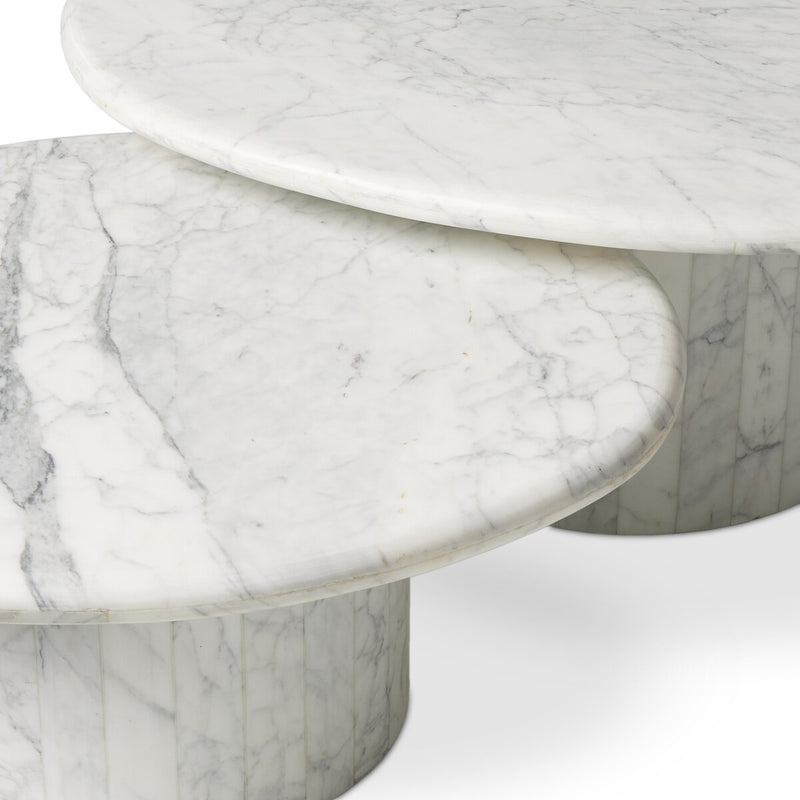 Stuart Nesting Coffee Table Set - White Calacatta Marble