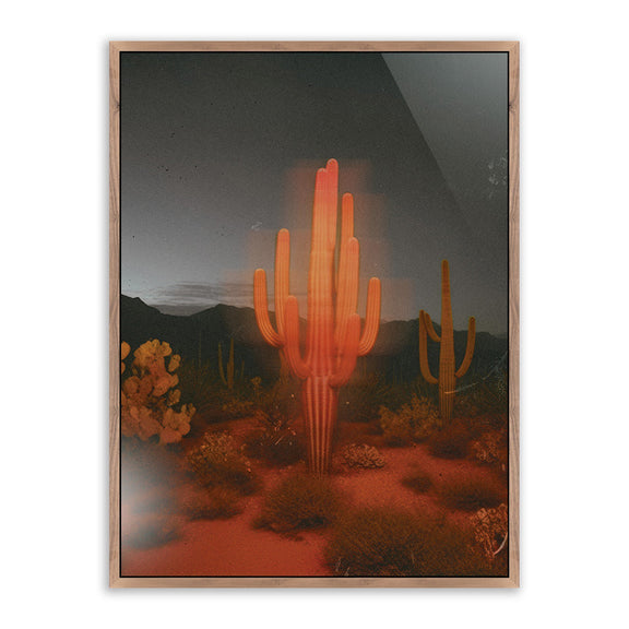 Glowing Saguaro by Coup d'Esprit — Rustic Walnut Floater