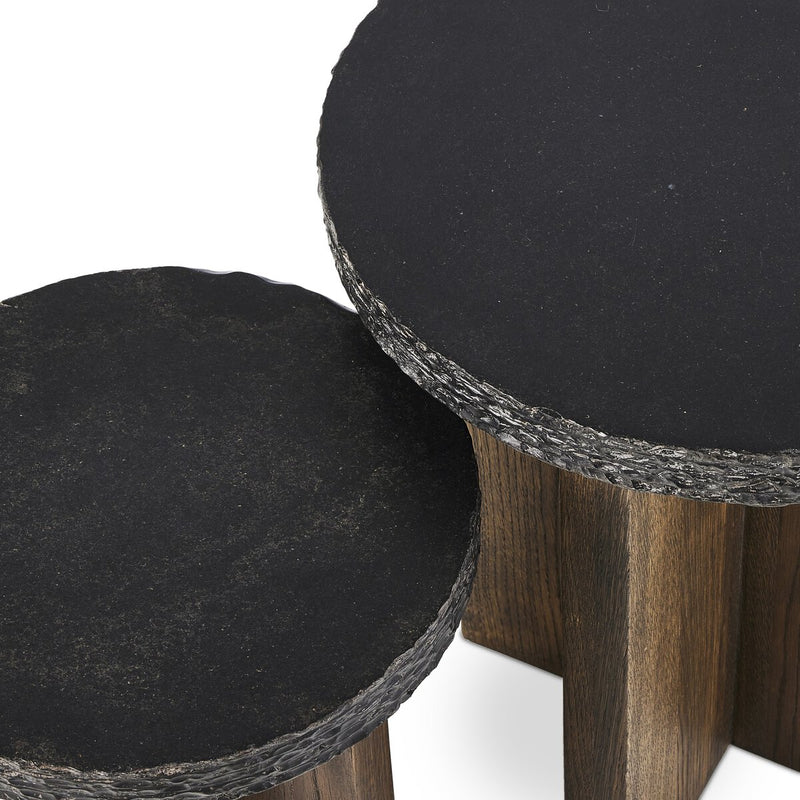 Mezes Nesting End Table - Natural Basalt