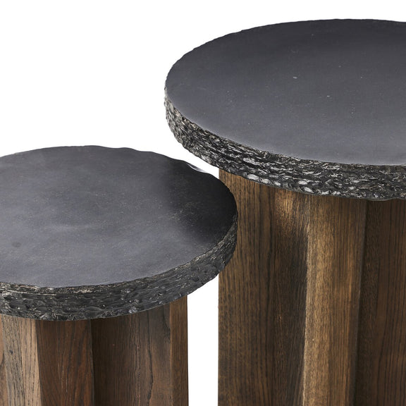 Mezes Nesting End Table - Natural Basalt