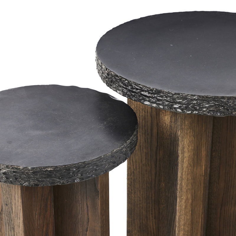 Mezes Nesting End Table - Natural Basalt