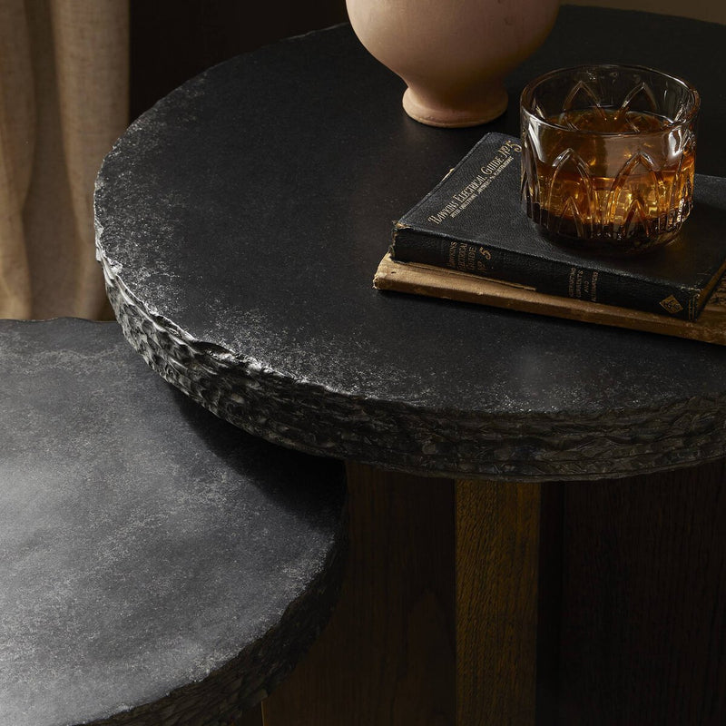 Mezes Nesting End Table - Natural Basalt
