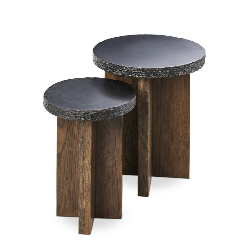 Mezes Nesting End Table - Natural Basalt