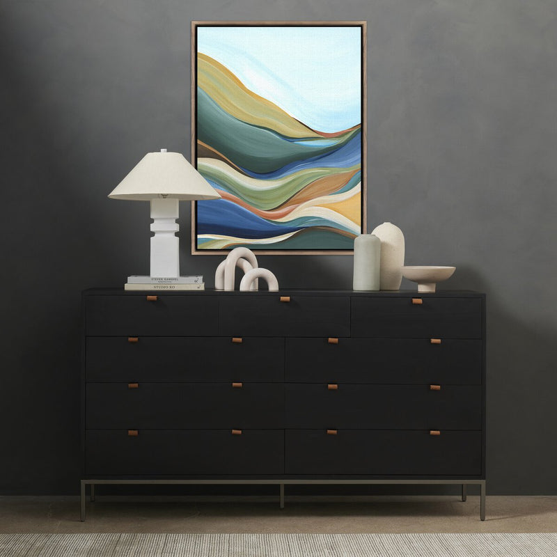 Trail To Teal Lake by Ahn Hee Strain - Rustic Walnut
