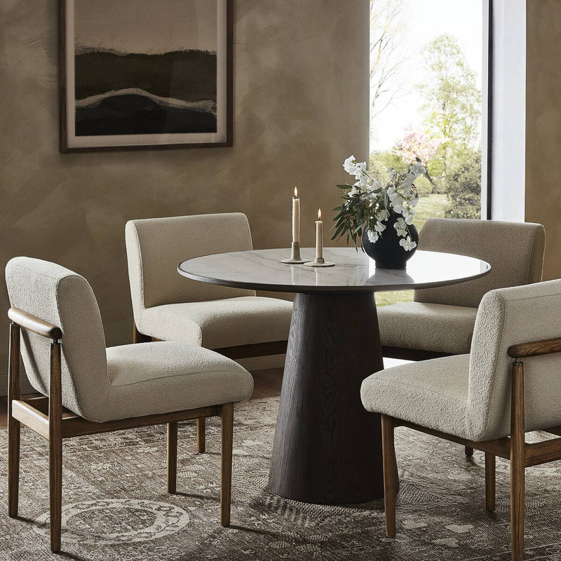 Skye Round Dining Table - White Marble