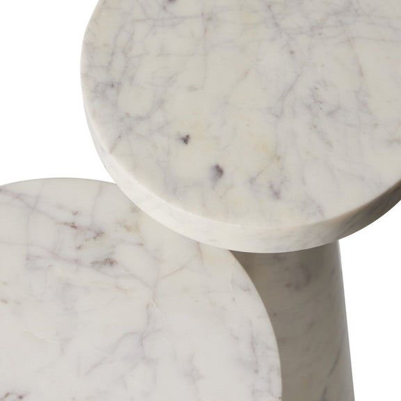 Mabel Nesting End Tables - Veined White Marble