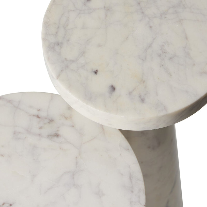 Mabel Nesting End Tables - Veined White Marble