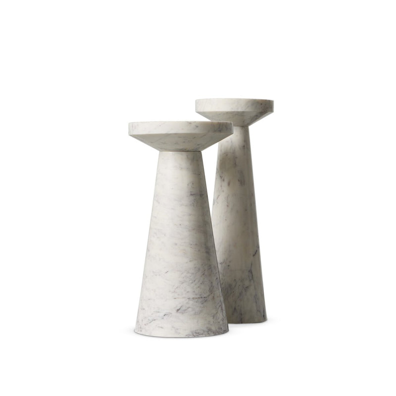 Mabel Nesting End Tables - Veined White Marble