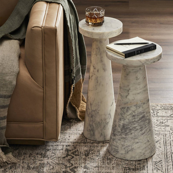 Mabel Nesting End Tables - Veined White Marble