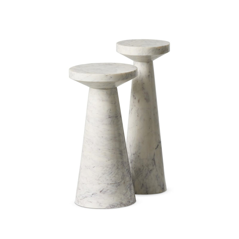 Mabel Nesting End Tables - Veined White Marble