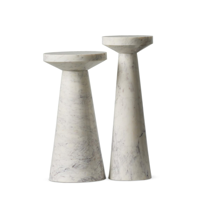 Mabel Nesting End Tables - Veined White Marble