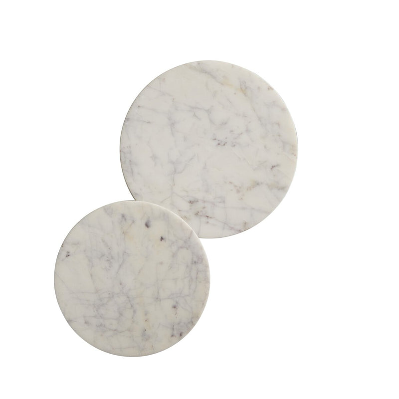 Mabel Nesting End Tables - Veined White Marble