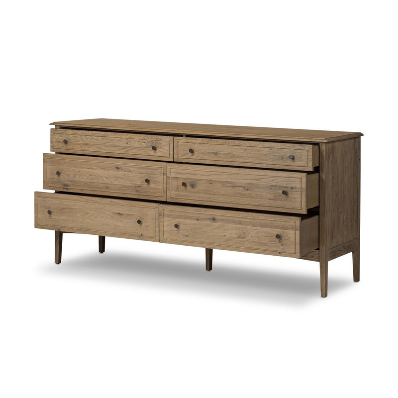 Maggie 6 Drawer Dresser - Aged Smoked Oak Resawn