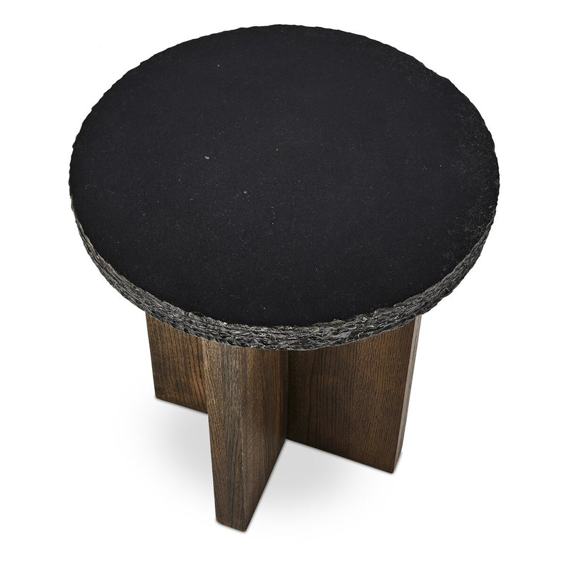 Mezes End Table - Natural Basalt