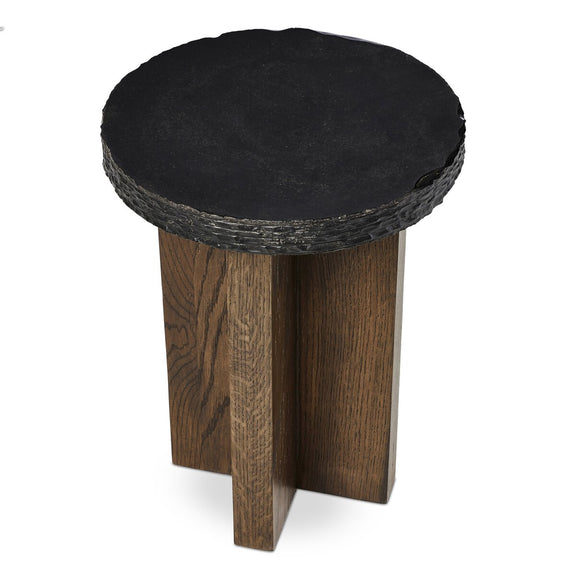 Mezes End Table - Natural Basalt