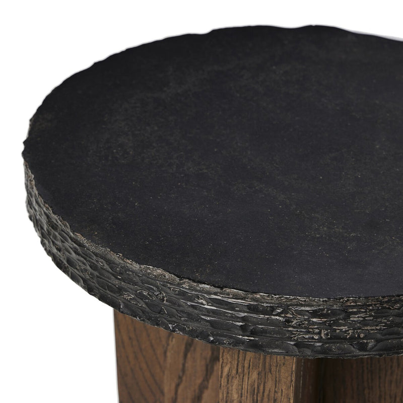 Mezes End Table - Natural Basalt