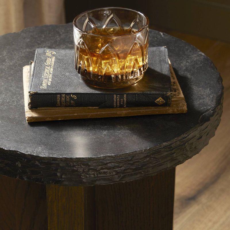 Mezes End Table - Natural Basalt