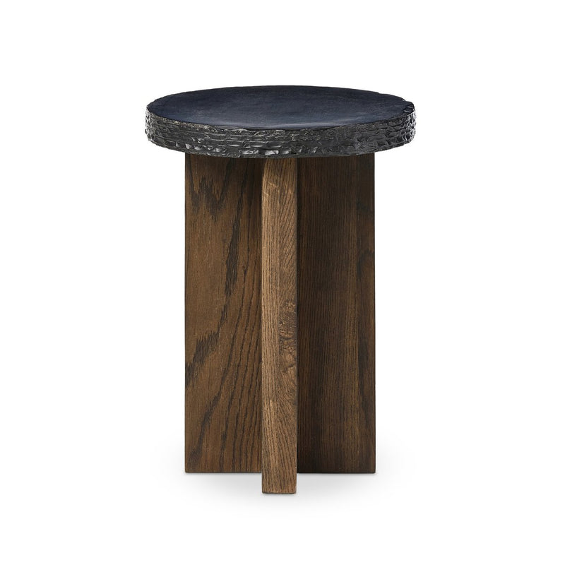 Mezes End Table - Natural Basalt