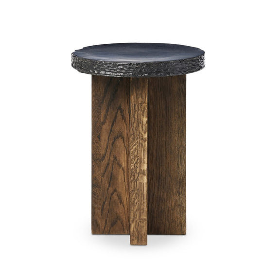 Mezes End Table - Natural Basalt