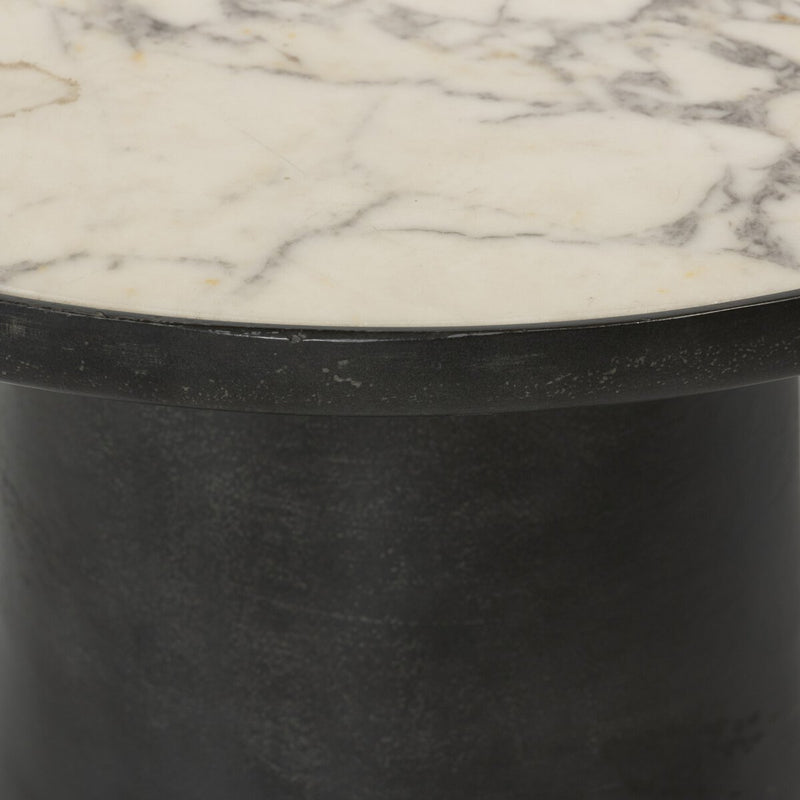 Balboa Outdoor End Table - Veined White Marble