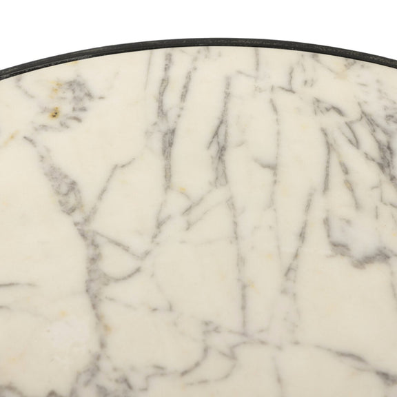 Balboa Outdoor End Table - Veined White Marble