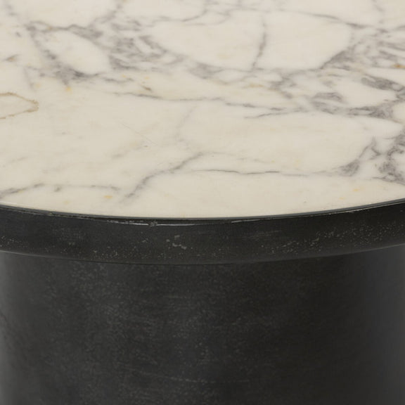 Balboa Outdoor End Table - Veined White Marble