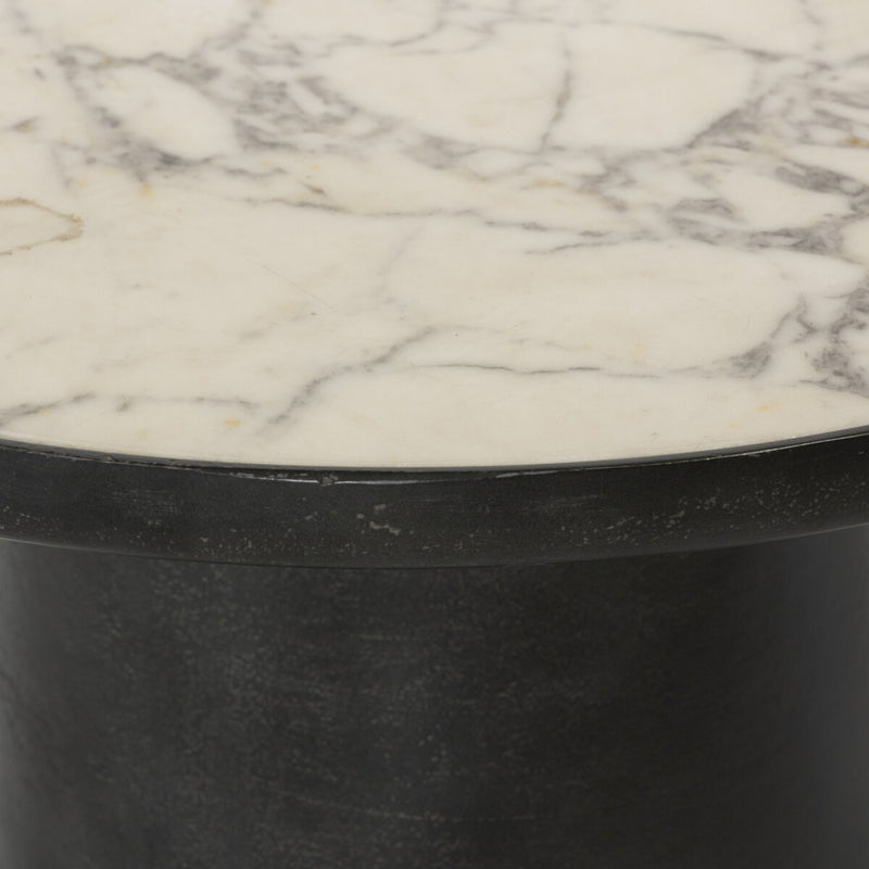 Balboa Outdoor End Table - Veined White Marble