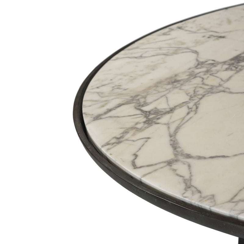 Balboa Outdoor Coffee Table-54" - Veined White Marble