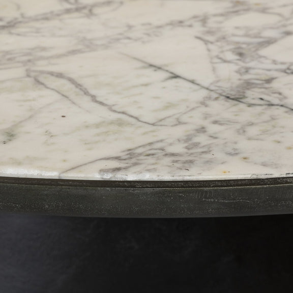 Balboa Outdoor Coffee Table-54" - Veined White Marble