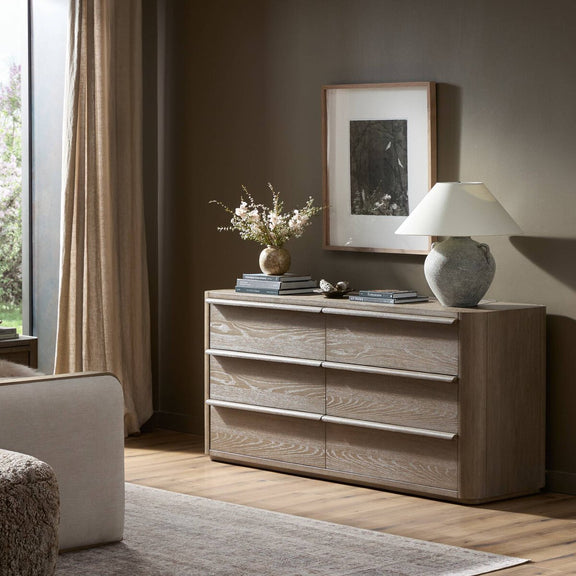 Primrose 6 Drawer Dresser - Natural Flat Oak Veneer