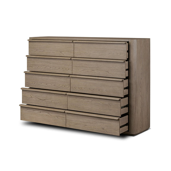 Primrose 10 Drawer Dresser - Natural Flat Oak Veneer