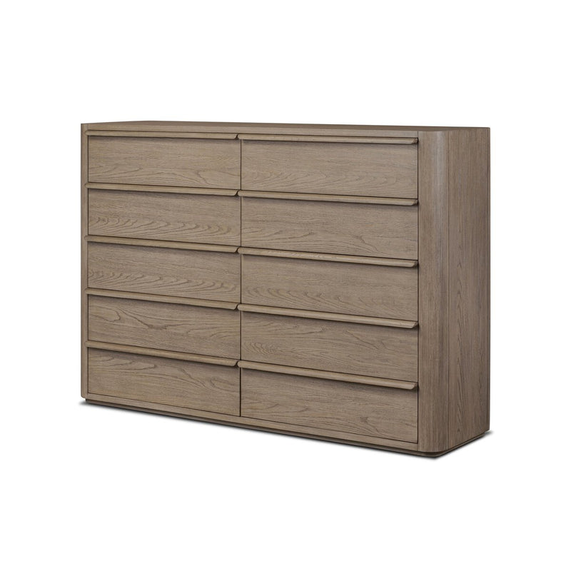 Primrose 10 Drawer Dresser - Natural Flat Oak Veneer