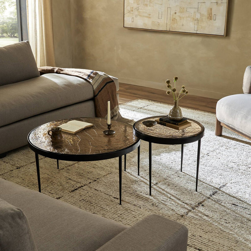 Yoko Nesting Tables - Set Of 2 - Smoked Brown Cast Glass