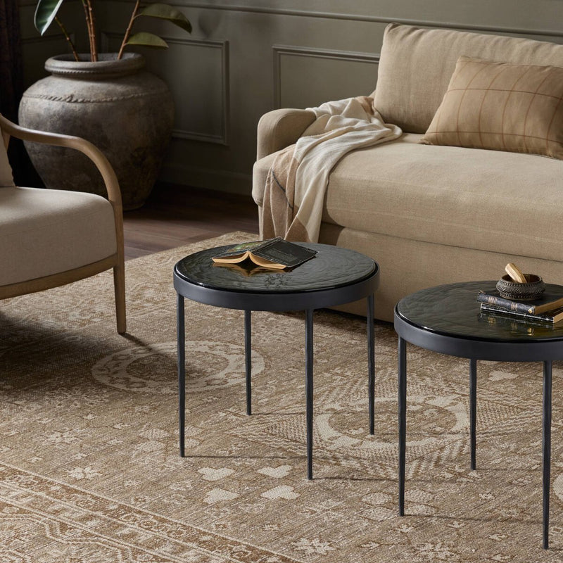 Yoko Nesting Table - Moss Cast Glass
