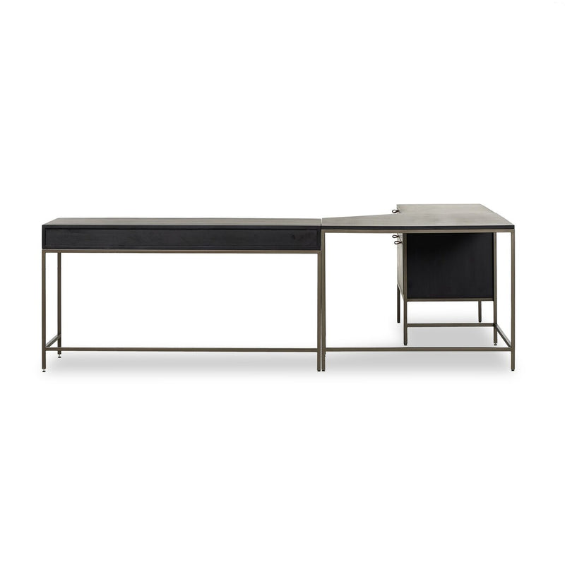 Trey Wide Filing Cabinet Desk System - Black Poplar