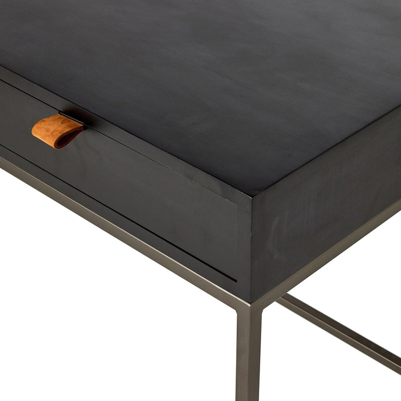 Trey Wide Filing Cabinet Desk System - Black Poplar