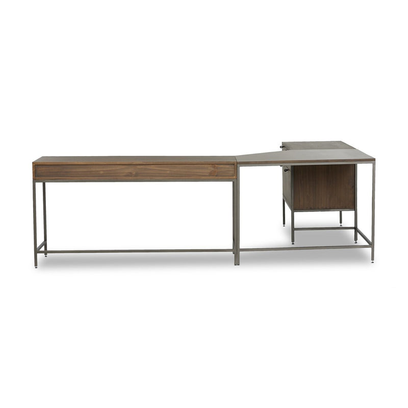Trey Wide Filing Cabinet Desk System - Auburn Poplar